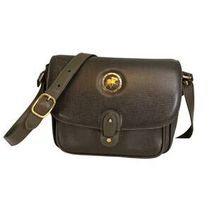 Vintage Hunting World Crossbody Shoulder Bag Green Flap Battue Leather ITALY